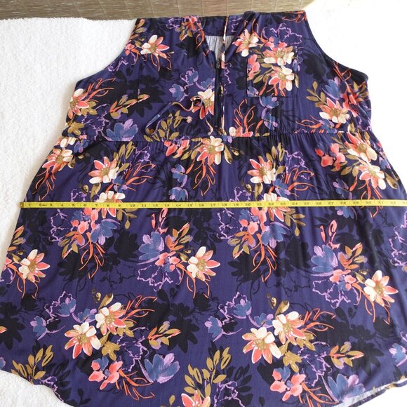 Torrid Sz 5 Navy Floral V Neck Challis Zip-Front Shirt Dress - Picture 10 of 12